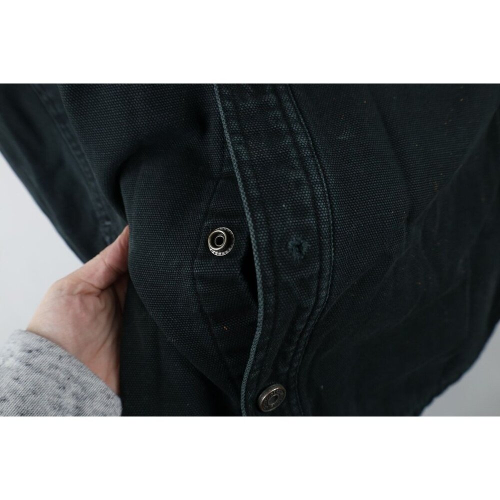 Duluth Trading Co Mens Large Distressed Fleece Lined Canvas Button Shirt Jacket - Picture 4 of 16